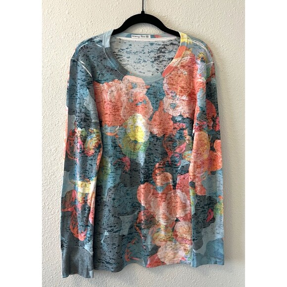 Whimsy Rose Women's Thermal Top Size XL Floral Colorful Boho Hippie Artsy - Picture 1 of 14